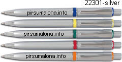 עט 'אלבמה' כסוף עם עיטור בצבעים שונים  + הדפסת מיתוג בצד אחד, בצבע אחד  צבעים לבחירתכם לפי תמונה  