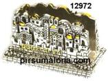 מעמד כסף אמיתי סטרלינג 925 בשילוב של ציפוי זהב בסיס המעמד בצורת חומת ירושלים מתאים לבית ולמשרד!  