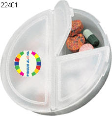 קופסה יומית קטנה לתרופות בעלת שלושה תאים  פלסטיק   מידות: 7.5 ס'מ  מינימום הזמנה: 300 מיכלי לכדורים  ניתן למתג את הקופסא  