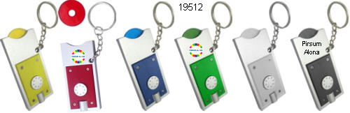 מחזיקי מפתחות למרכול: פנס LED + דיסק פלסטי לעגלות דמוי מטבע 5 שקלים. זול ובעל טווח פרסום ארוך