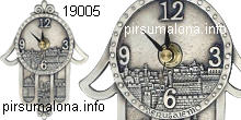 מתנה ישראלית - שעון קיר חמסה, ירושלים, עשוי פיוטר בעיצוב אמנית ישראלית באריזה מהודרת