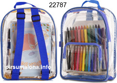 תיק גב לילדים KOLORADO   תיק גב שקוף עשוי פי.וי.סי  הכולל ערכת 12 טושים צבעונים  12 עפרונות צבעונים  12 צבעי פנדה צבעונים  